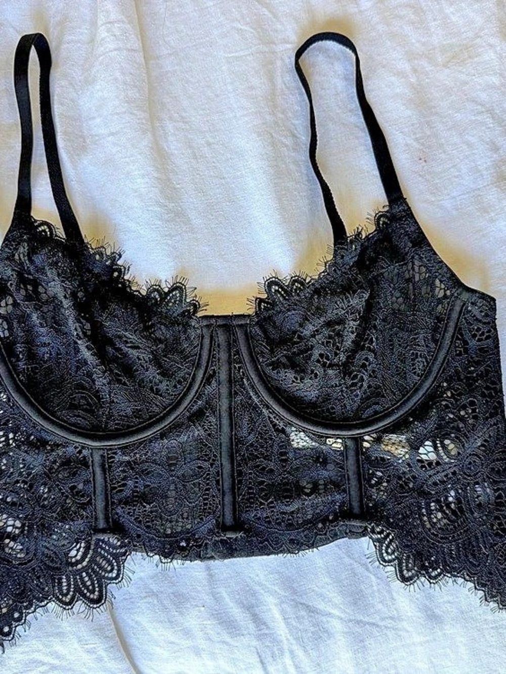 Anthropologies Black Lace Bustier Bra New